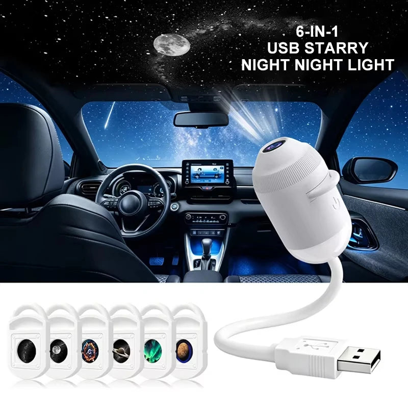 Starry Sky Night Light Projector Plug and Play 2-In-1 Galaxy Star Projector USB Powered Ceiling Light for Bedroom Car Decoration